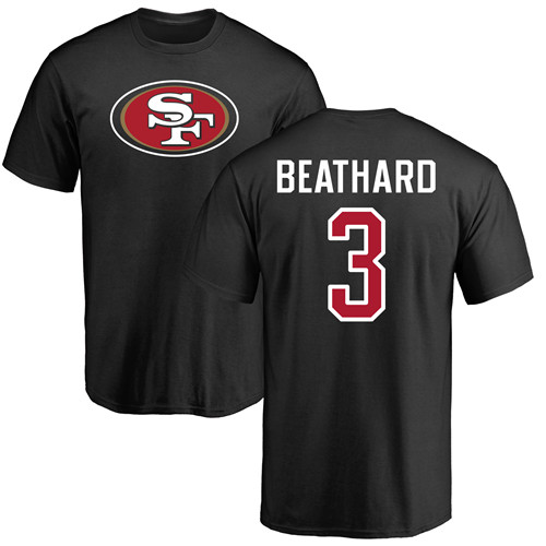 Men San Francisco 49ers Black C. J. Beathard Name and Number Logo #3 NFL T Shirt->nfl t-shirts->Sports Accessory